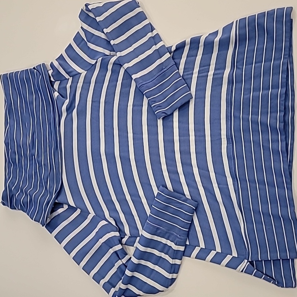 Cupio Striped Cowl Neck Top Blue White Large - Picture 4 of 12